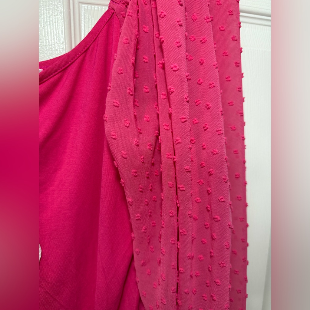 Zeagoo Vibrant Pink Sheer Sleeve Bodysuit Women’s Size L Nwt — image 3 of 5